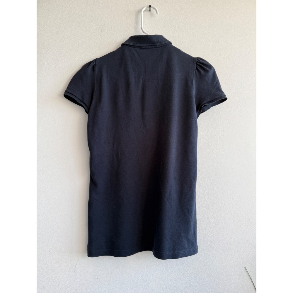 Burberry Brit Womens Navy Blue Puff Sleeve Polo Shirt Peter Pan Collar Size S - Picture 3 of 11